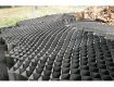 Road embankment with geocell ersion control cells applied